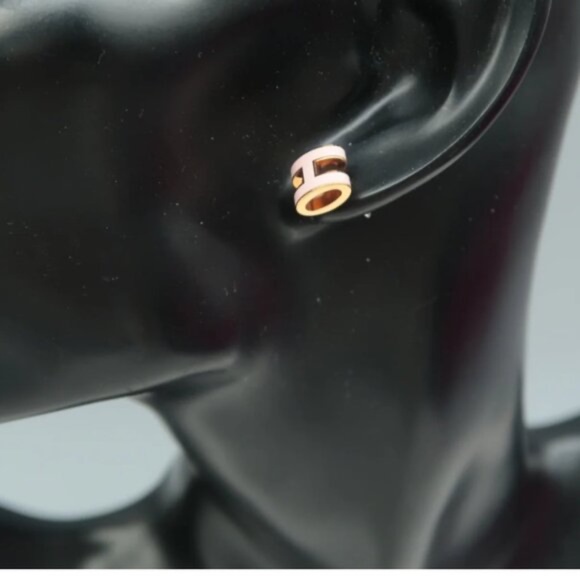 100% Hermes Pop H Mini Enamel Stud Earrings - Picture 10 of 11